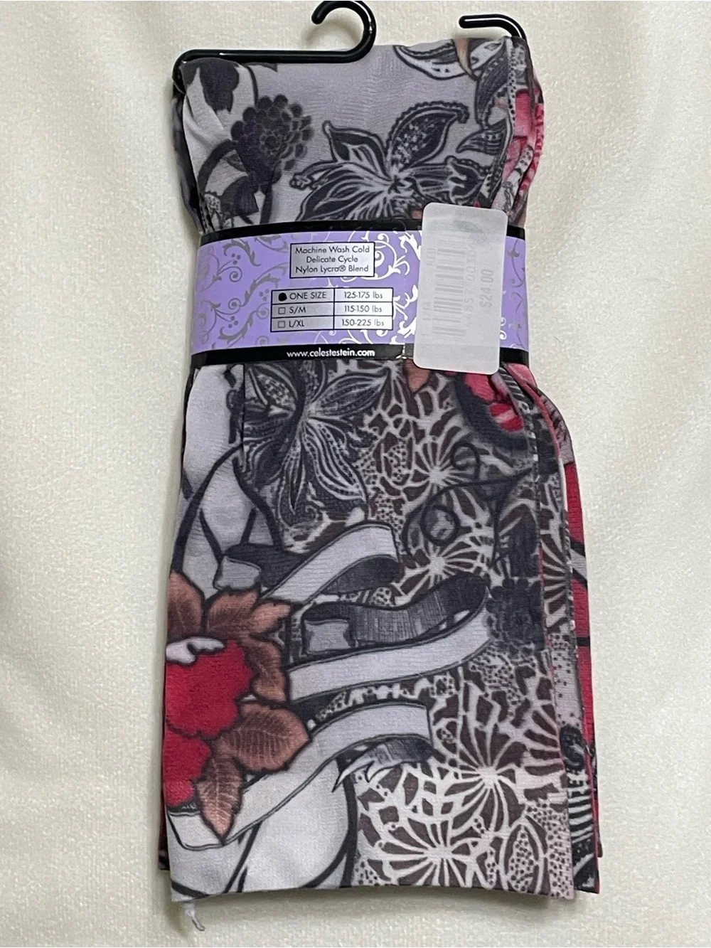 Celeste Stein Printed Tights in Red, Black & White OS NWT